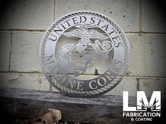 USMC Brushed Steel Sign